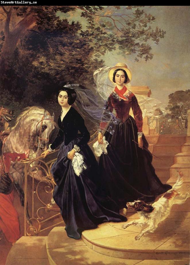 Karl Briullov Portrait of The Shishmariov sisters,Olga and Alexandra